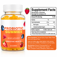 Gummies probiotiques Bioby OEM en marque blanche avec Bacillus Coagulans 10 milliards d'UFC, favorisent la santé digestive, saveur fruitée naturelle