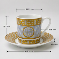 Ensemble de tasses à expresso de luxe de style européen, 70 ml, tasses à expresso haut de gamme, tasses à thé de l'après-midi pour restaurant, boîte cadeau