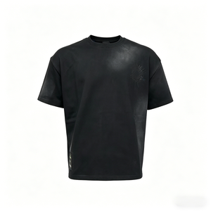 T-shirt décontracté pour homme, tendance, à manches courtes, 100% coton, impression numérique, effet délavé - Product Image 1