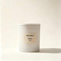 Bougie parfumée en cire de soja WELLNESS, fabricant de décoration d'intérieur, emballage en papier kraft écologique, étiquette en lin, fabrication sur mesure OEM ODM