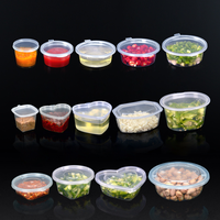 Couvercles de gobelets à sauce jetables transparents de qualité alimentaire, étanches, pour emballage à emporter, personnalisables, capacité 1oz-4oz, échantillons gratuits, MOQ 10000