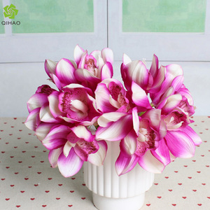 Orquídeas Cymbidium Artificiales, Ramo de Flores de Seda de 6 Cabezas, 24 cm de Alto, Simulación Realista, Decoración para Interiores, Arreglo para Bodas - Product Image 3