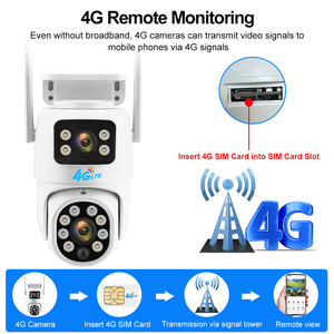 كاميرا مراقبة أمنية خارجية مقاومة للماء من تويا بدقة 8 ميجابكسل مع بطاقة SIM 4G وبطارية شمسية وعدسة مزدوجة وخاصية التحريك والإمالة وكشف الحركة والصوت - Product Image 2