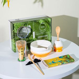 European-style Porcelain Ceramic Matcha <b>Tea</b> Set Four-Piece Whisk Bowl Stand Eco-Friendly Durable Portable Drinkware Gift <b>Box</b> - Product Image 1
