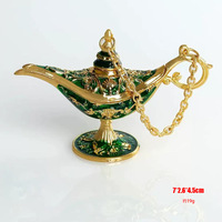 Lampe Magique d'Aladdin en Alliage de Zinc Plaqué Or, Décoration Artistique en Fer, Ornement Créatif, Lampe à Vœux, Palais, Banquet