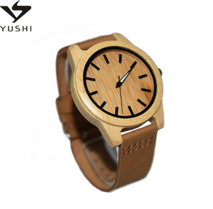 Correa de cuero de madera <span class=keywords><strong>reloj</strong></span> de pulsera con bambú japonés analógico de cuarzo movimiento ligero casuales hechos a mano - Product Image 3