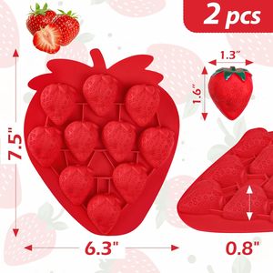 Custom Logo 10 Cavity 3D Food Grade <b>Silicone</b> Mold in Strawberry Shape for Reusable Ice Cream Popsicle Making Baking <b>Tools</b> - Product Image 2