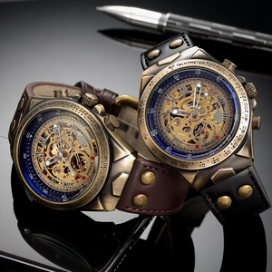 SHENHUA Motorcycle New Design Transparent Genuine Leather Waterproof <strong>Skeleton</strong> <strong>Men</strong> <strong>Automatic</strong> <strong>Watches</strong> Top Brand Luxury Clock - Product Image 4
