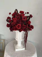 Décoration de mariage : Chemin de table moderne en soie rose et blanche de 50 cm, boule de fleurs au sol, centre de table personnalisé de haute qualité