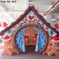Maison de Noël géante gonflable avec décorations de canne à sucre, maison gonflable de vacances pour la cour extérieure, les événements et les fêtes.