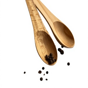 Handcrafted <b>Wooden</b> Kitchen Spoons Set of 2 Natural Wood <b>Utensils</b> for Cooking Stirring Mixing Serving - Product Image 6