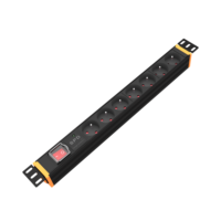 Multiprise industrielle robuste de type E (6 prises) de 5 m, protection contre les surtensions, compatible montage en rack 1U, pour transmission électrique