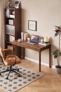 B5164 Bàn Làm Việc Gia Đình Bằng Gỗ Óc Chó Màu Đen Trơn Phong Cách Bắc Âu Với <span class=keywords><strong>2</strong></span> Ngăn Kéo Đựng Đồ Bàn Học Bằng Gỗ - Product Image 3