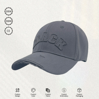 Casquette de baseball en coton 6 panneaux, effet vieilli, déchirée, délavée, color block, respirante, tissu personnalisé, multicolore, fabrication usine