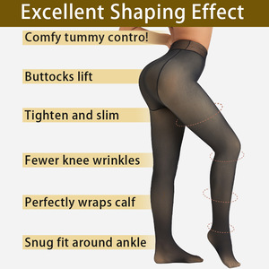 Leggings chauds pour femmes, sexy, noirs, transparents, doublés de polaire thermique, taille haute, amincissants, longueur cheville, pour tenue d'hiver tendance - Product Image 3