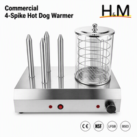 Nouveau chauffe-hot-dogs et pains à hot-dogs 4 pointes en acier inoxydable 201, 600W, 220-240V, 42,3cm, avec cage isolante à double zone, pour stand de concession