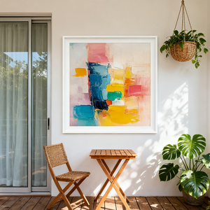 Tùy Chỉnh Trừu Tượng Đầy Màu Sắc Hiện Đại Tường Nghệ Thuật Kết Cấu Ban Đầu Hình Học Sơn Dầu Trên Vải Cho Phòng Khách - Product Image 2