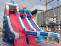 Toboggan gonflable géant extérieur commercial dauphin pieuvre dessin animé gonflable Double toboggan pour enfants sautant château