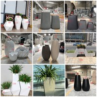 Grand pot de plantes rectangulaire, grande jardinière en fibre de verre pour l'extérieur, pots de jardin en fibre d'argile et de ciment pour plantes