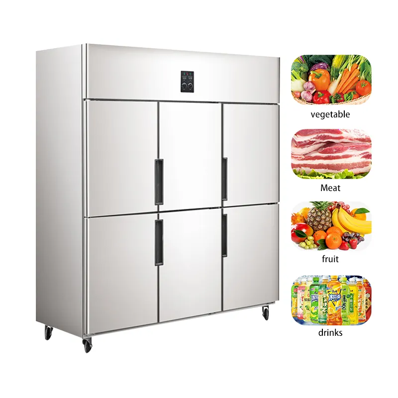 Stainless Steel 6 Door Freezer Commercial Upright Kitchen Refrigerator Custom Freezer