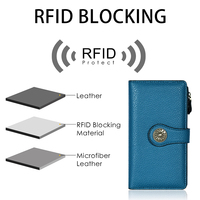 Cartera Larga de Mujer Personalizada de Piel Sintética con Textura Guijarro y Nylon, con Bloqueo RFID, Monedero con Cremallera, Tarjetero y Clutch Grande