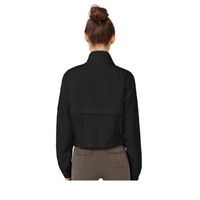 Veste coupe courte légère pour femme avec col montant et demi-zip, ourlet à cordon de serrage, manches longues, coupe-vent d'extérieur pour la randonnée et la course à pied