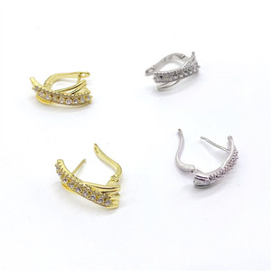 Uyn Uyn Geometric X Shape <b>Clip</b> On Earrings Gold <b>Silver</b> Zircon Inlay Everyday Wear - Product Image 4