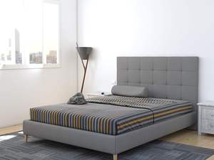 Cabecera de <span class=keywords><strong>Cama</strong></span> Moderna Tapizada de Calidad con Funda Extraíble de Piel Sintética, Antimanchas, Acolchada, con Marco de Madera, 200x70cm, Gris - Product Image 5