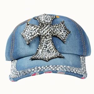 Casquettes de baseball en jean personnalisées, nouvelle mode, bling-bling, avec strass, vente en gros - Product Image 2