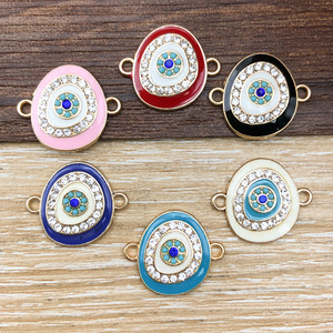 Pendentif œil porte-bonheur ovale en zircone cubique, accessoire de bijouterie DIY pour projets créatifs - Product Image 3