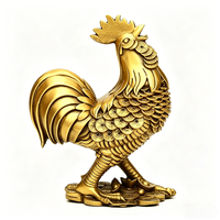 Statue de Coq Porte-Bonheur en Résine, Figurine de Poulet de la Richesse Feng Shui, Ornement Artisanal Doré de Collection pour la Décoration Intérieure
