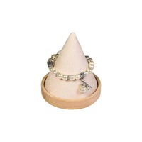 Support de présentation de bracelet en bois massif créatif en forme de cône, support de bracelet portable en velours, boîte à bijoux