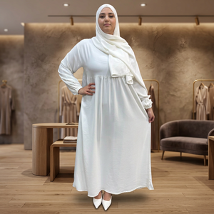 Robe Abaya de Prière en Crêpe pour Femmes Musulmanes, avec Voile Hijab, Manches Longues, Robe Islamique Modeste, Col Montant, Coupe Ample Maxi, ODM, Motif Floral, Tailles L XL XXL - Product Image 1