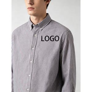 Camicia da Uomo 2026 Personalizzata a Righe Verticali in Lino con Bottoni, Manica Lunga, Colletto a Punta, Senza Logo, Casual, OEM ODM, Ingrosso - Product Image 3