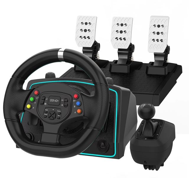 BEST for 9 in 1 Racing Wheel with 6Speed Shifter & Pedals 1080° Gaming Steering Wheel for PS4, Xbox & PC, Vibration Feedback