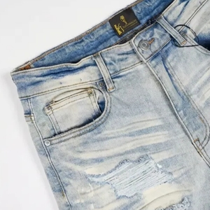 Oferta por Tiempo Limitado de Wangsheng, <span class=keywords><strong>Jeans</strong></span> de Mezclilla Rectos para Hombre de Alta Calidad, Transpirables, Lavados, de Cintura Media, Estilo Inglés, Ajustados y Delgados - Product Image 4