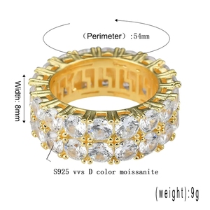 Anéis de Casamento de Luxo em Prata 925 com Moissanite e Certificado GRA – Preço de Fábrica para Noivado Masculino e Feminino, Estilo Hip Hop - Product Image 4
