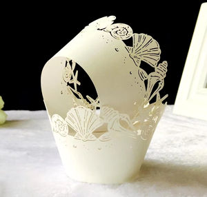 Emballages de <span class=keywords><strong>Cupcake</strong></span> 10 pièces gâteau gobelets en papier escargot conque rose coquille dentelle découpée au Laser doublure cuisson tasse évider étui à Muffins - Product Image 4