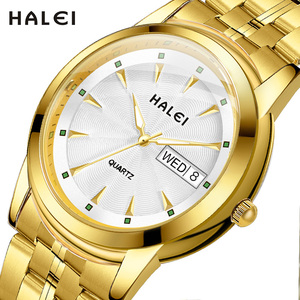 นาฬิกาควอตซ์ HALEI ของแท้รุ่นใหม่ ระบบออโตเมติก แสดงวันที่ กันน้ำ 3BAR ตัวเรือนสแตนเลส สายสแตนเลส เครื่องญี่ปุ่น ขายส่งแบบดรอปชิปปิ้ง - Product Image 2