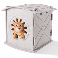 Nichoir pour chat en feutre, chauffant, couvert, portable, résistant aux griffures, isolation thermique, design moderne et élégant pour petits animaux