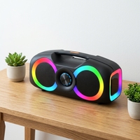 Enceinte portable complète avec poignée, éclairage RGB, lecteur audio et microphone intégré pour fêtes en intérieur et en extérieur