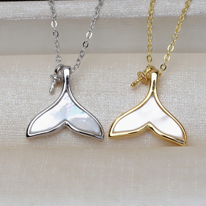 S925 Silver Fish Tail DIY Accessory for Rest Your Life <b>Necklace</b> <b>Earring</b> & Ring <b>Set</b> 5-7 <b>Pearl</b> Hollow Holder Fashion Jewelry 3218 - Product Image 3