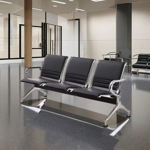 3 Kişilik Deri Bank Oda Koltuğu Bekleme Odaları Hastaneler Klinikler ve Bankalar için Çelik Oturma Grubu - Product Image 3