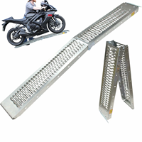 Rampe de moto pliante en acier de 1.6M-Rampe de chargement robuste pour moto/camionnette/camion/tondeuse à gazon, surface antidérapante
