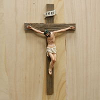 Vente en gros d'usine Statues religieuses catholiques Résine Crucifix chrétien Catholique Grand Crucifix mural Décoration chrétienne