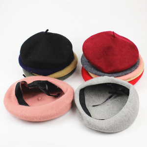 Beret Women 100% Wool Adjustable <b>Head</b> Circumference Casual Spring Autumn European <b>Style</b> Hat - Product Image 2