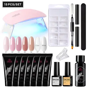 Poly Gel Nail Kit With UV LED Lamp Nail Extension Gel Kit With Base And Top Coat Slip Solution PolyGels Nail Set