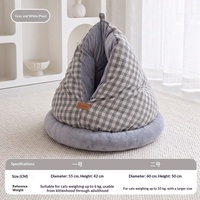 Lit pour animaux de compagnie rond et protecteur Emi-Enclosed, chaud, solide, épaissi, lavable et résistant aux griffures pour chats