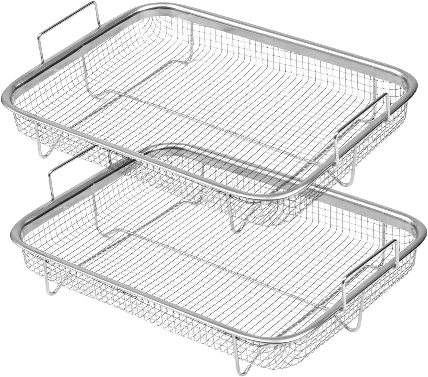 Luxe Lucht Friteuse Mand Voor Oven Met Roestvrijstalen Knapperige Lade Antiaanbakgaas Set Thuisgebruik Bakvorm