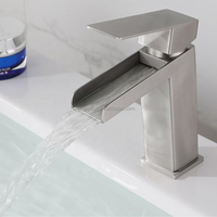 Robinet de lavabo de salle de bain monocommande contemporain en acier inoxydable 304, à montage sur plan, mitigeur chaud/froid avec cartouche céramique
